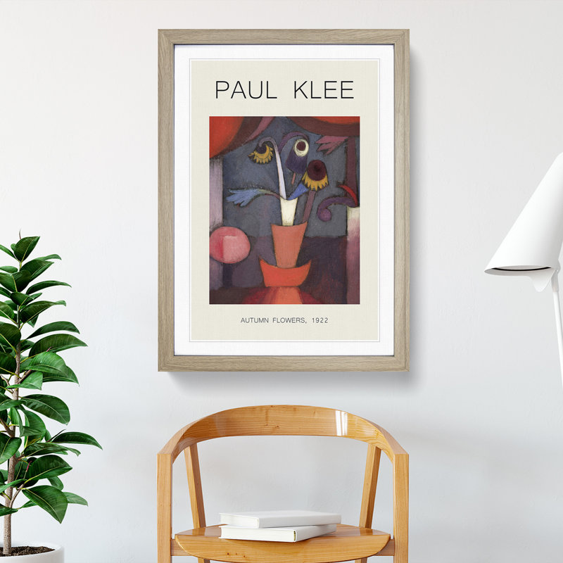 Autumn Flower by Paul Klee - Picture Frame Graphic Art, 48cm H x 36cm W x 2cm D, Oak Framed