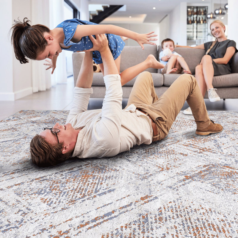 Non-shedding Stain Area Rug In Beige - Ideal For Bedroom And Eat-in Kitchen Geometric , Pet- Dining Room, Rectangle 2' x 3'