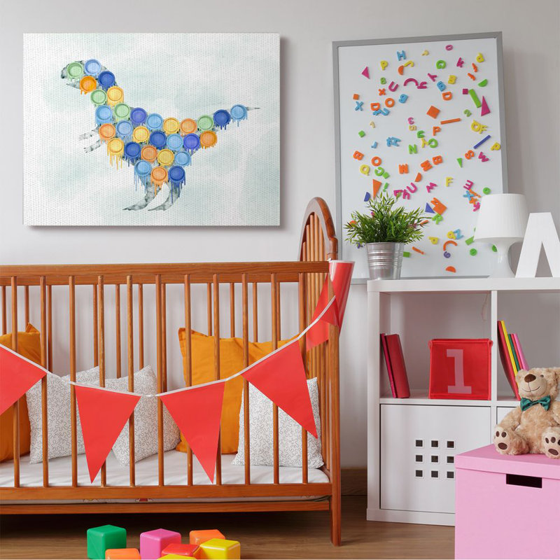«Baltz Dinosaur Paint Cups», conception pour enfants, Toile tendue, H 36 po x l 48 po x P 1,5 po