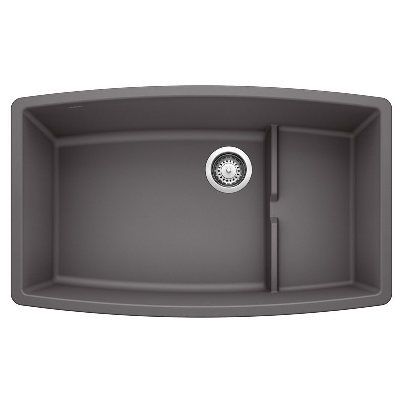 Performa Cascade SILGRANIT 32" Single Bowl Undermount Kitchen Sink with Colander, Cinder