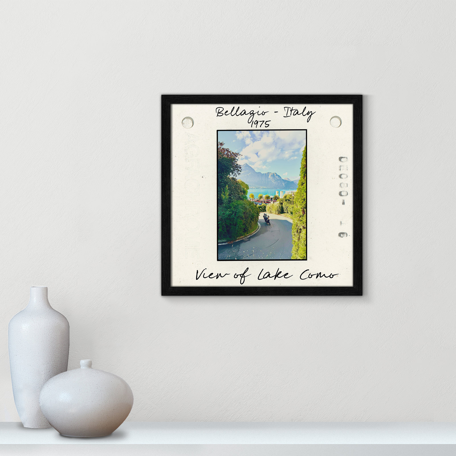 Belaggio, Italy - View of Lake Como Print by Susan Jill, Black Single Picture Framed Paper, 17" H x 17" W x 0.75" D