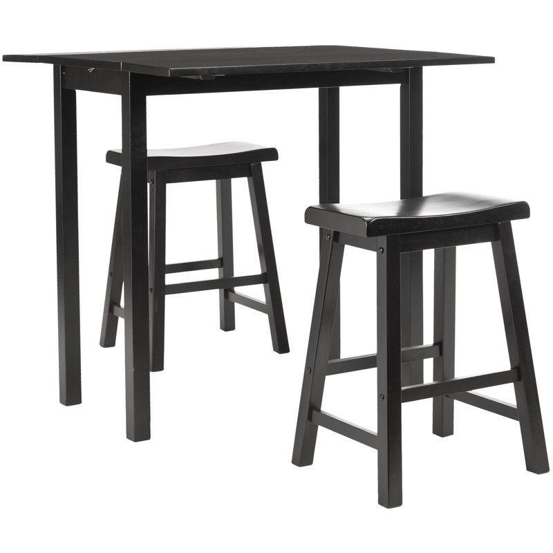 Ensemble de salle à manger 3 pièces à hauteur de comptoir en bois massif, Dark Espresso