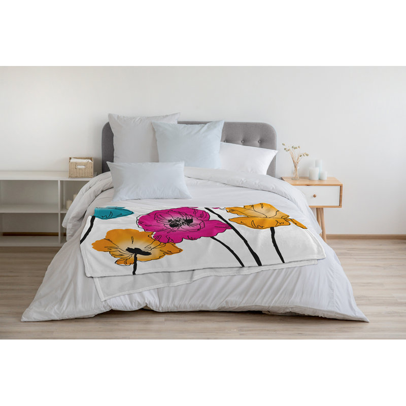 Couverture polaire Flora and Fauna, L 60 po x L 80 po, Rose