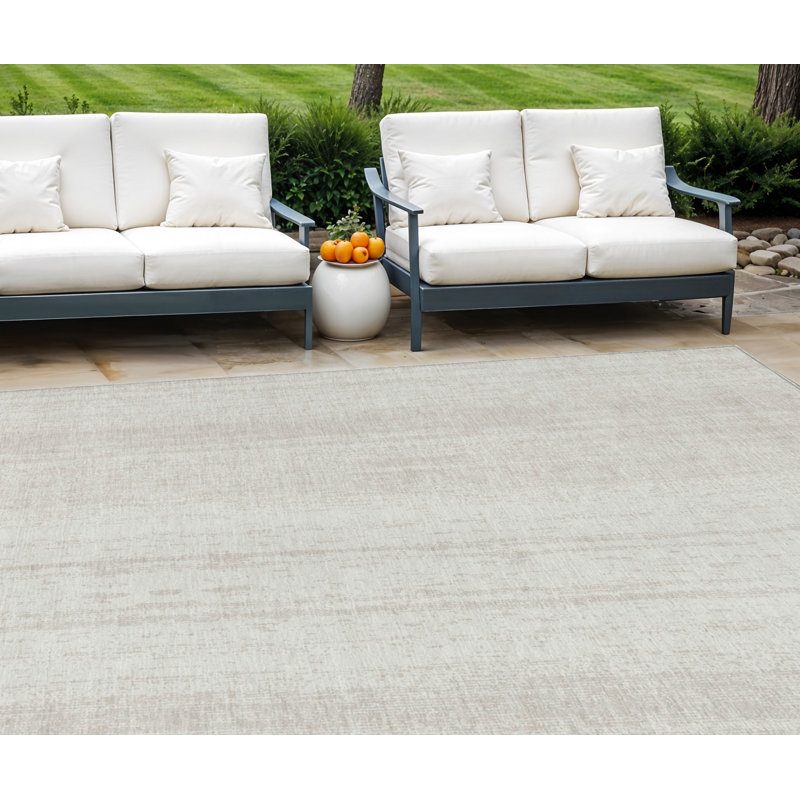 Tapis extérieur lavable rayé ivoire et beige 10 pi x 14 pi