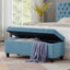 Banc de rangement rembourré capitonné à boutons, banc d'entrée en tissu de lin avec pieds en bois fuselés, banc de lit - bleu clair-1074381593-1074381592