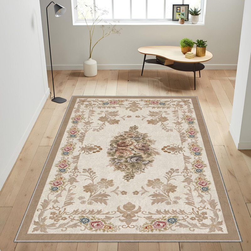 Stylish Woven Area Rug, 4.6 x 7.2 Feet, 100% Polyester, 740 g/m² | Non-Slip Felt Dot Underside, Easy to Clean, Machine Washable at 86°F | Perfect for Living Room, Bedroom, and Dining Areas, Durable & Elegant Design