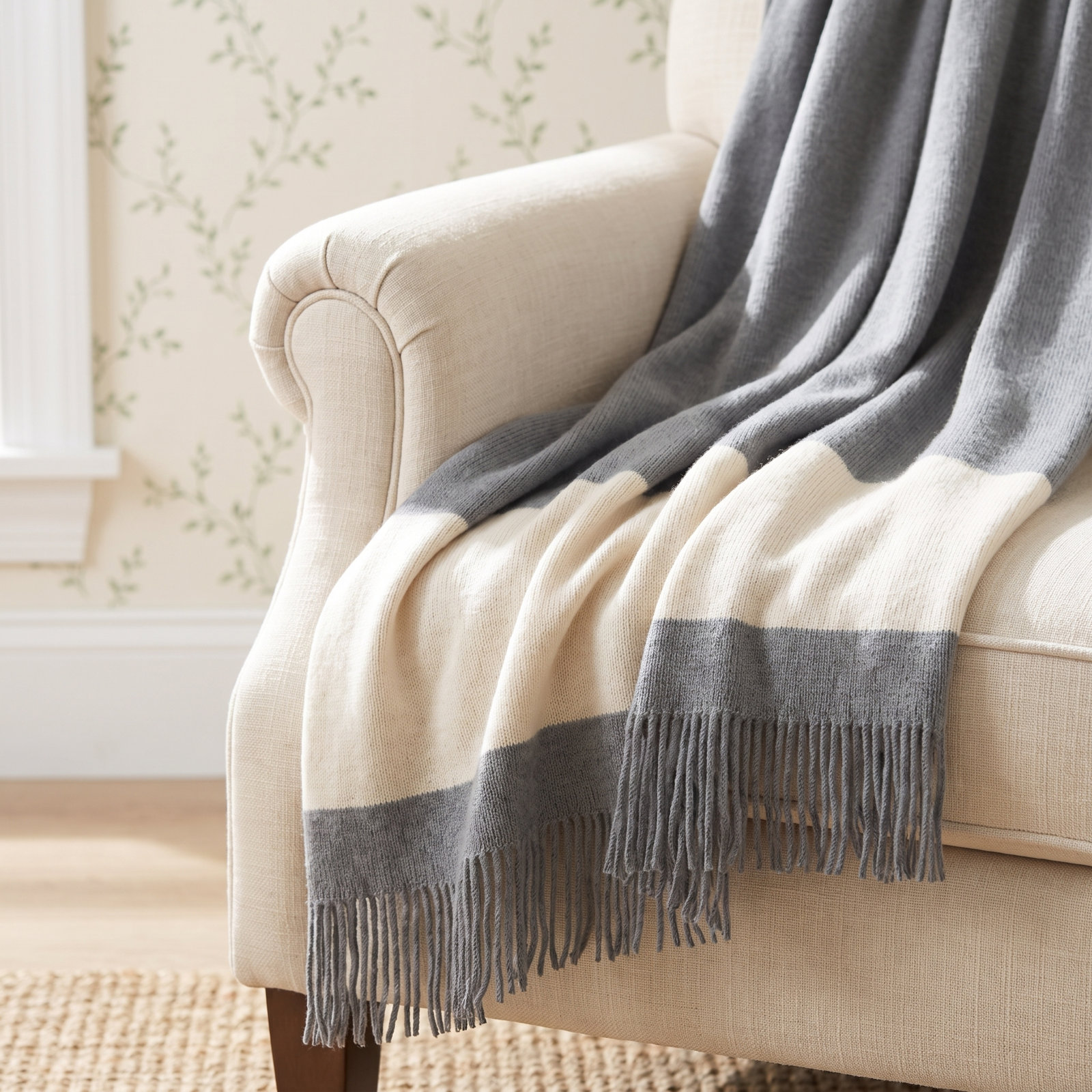 Linea Knit Throw Blanket, Gray
