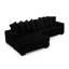 Velours côtelé en L noir rembourré avec coussins de siège de haute qualité et fonction convertible, 3 sièges, coussins de dossier modulaires et confortables, noir, structure en bois massif, design-491776072