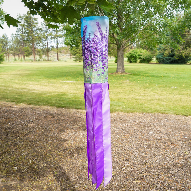 Lavender 40-Inch Polyester Garden Windsock with Embroidered Details