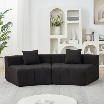 Chenille Curved Sectional Sofa With Pillows For Living Room, Bedroom, Office, Reading Nook And Lobby Comfort.