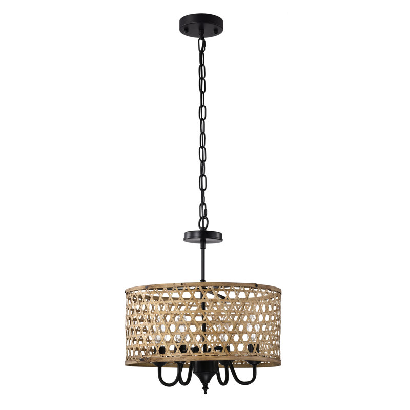 Luminaire suspendu en rotin naturel 16 pouces Dora 4 lumières