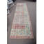 Tapis de couloir rétro de style Oushak avec look et décor bohémien pastel délavé