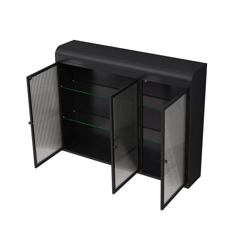 Armoire murale en verre 3 portes, Noir, noir, noir, noir, Noir, noir, noir, noir