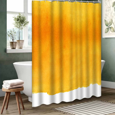 Yellow Waterproof Shower Curtain,Shower Curtains for Bathroom with 12 Hooks