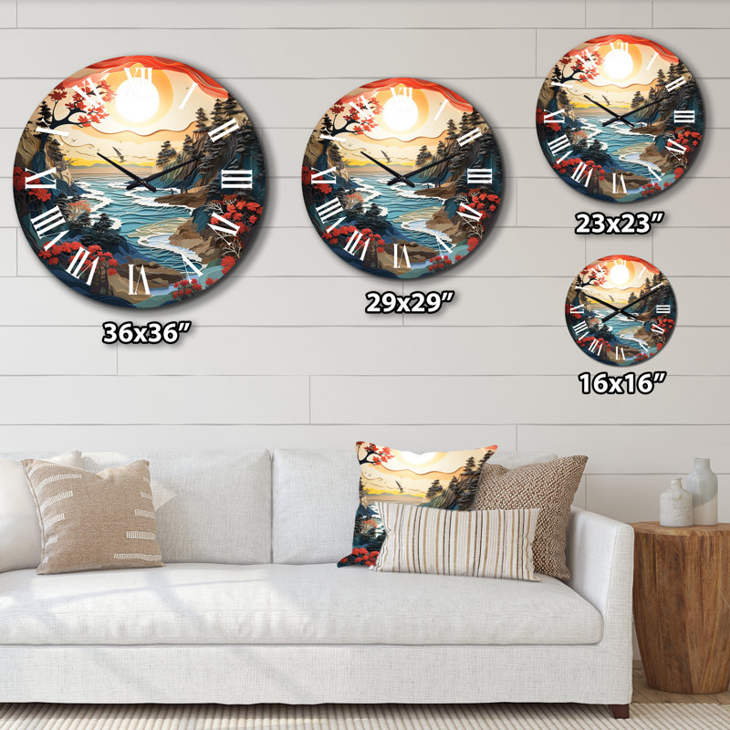 Horloge murale Coastal Wilderness Papercut II - Nautique et plage, Très grand