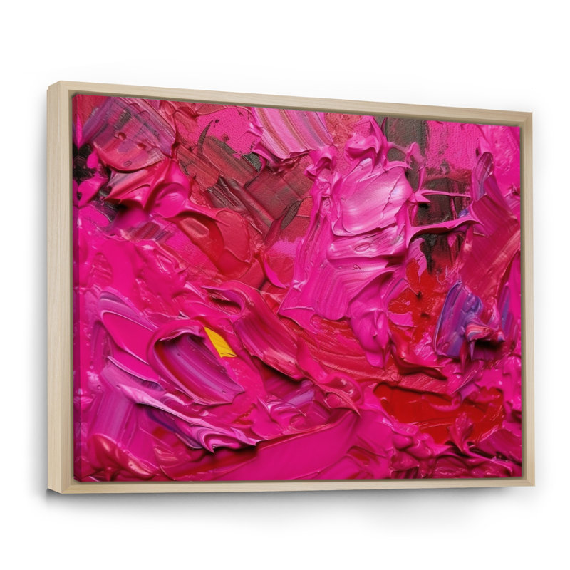 «Viva Magenta Bliss Wildness I», reproduction d'art sur toile, H 24 po x l 32 po x P 1 po, Cadre naturel flottant