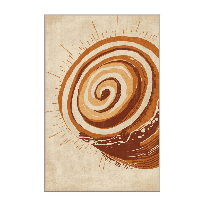 Machine Washable Tomohon Cinnamon Roll Vintage Vintage Look Rug in Beige – Beige Binding, 3x5
