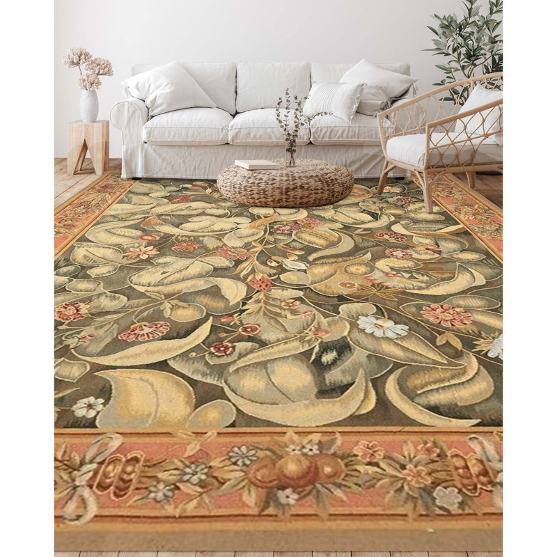 Hand-Knotted High-Quality Red and Gray Area Rug