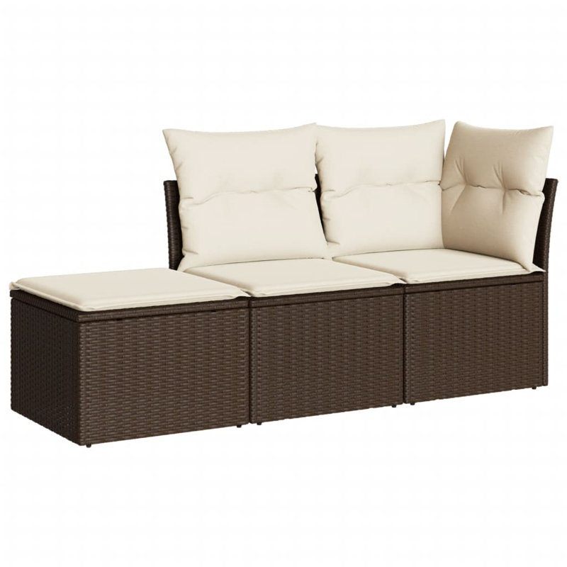 Ensemble de canapé de jardin modulaire en rotin PE 3 pièces Vidaxl