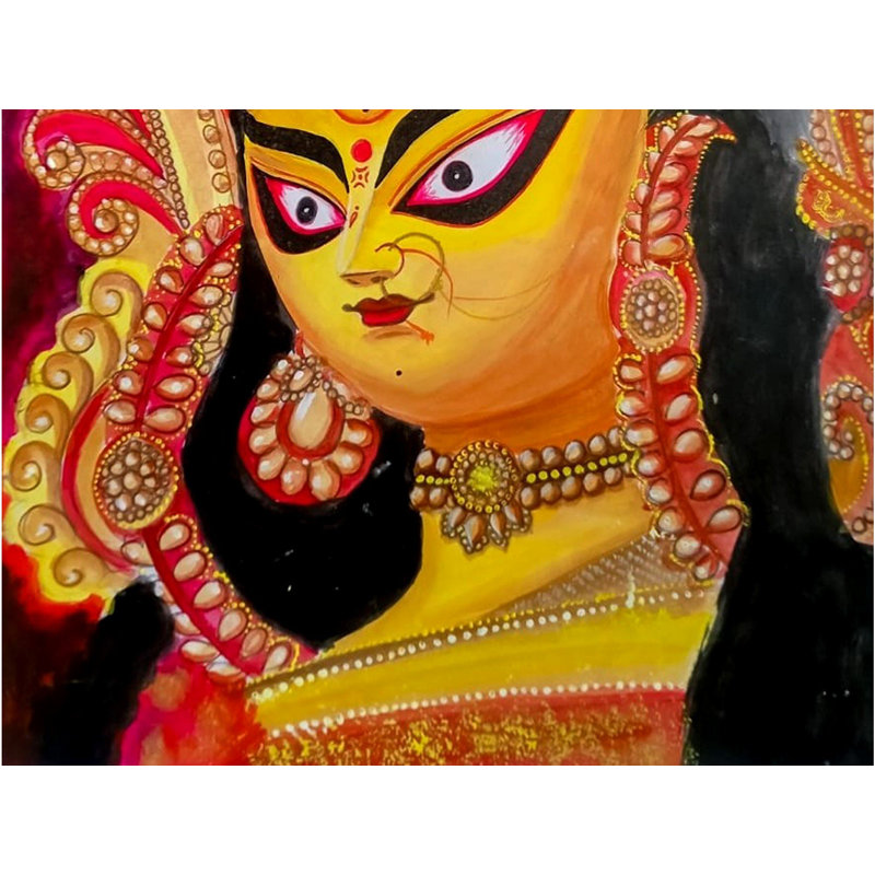 Maa Durga | Peinture à l'aquarelle | Samata Ghosh | Décoration murale