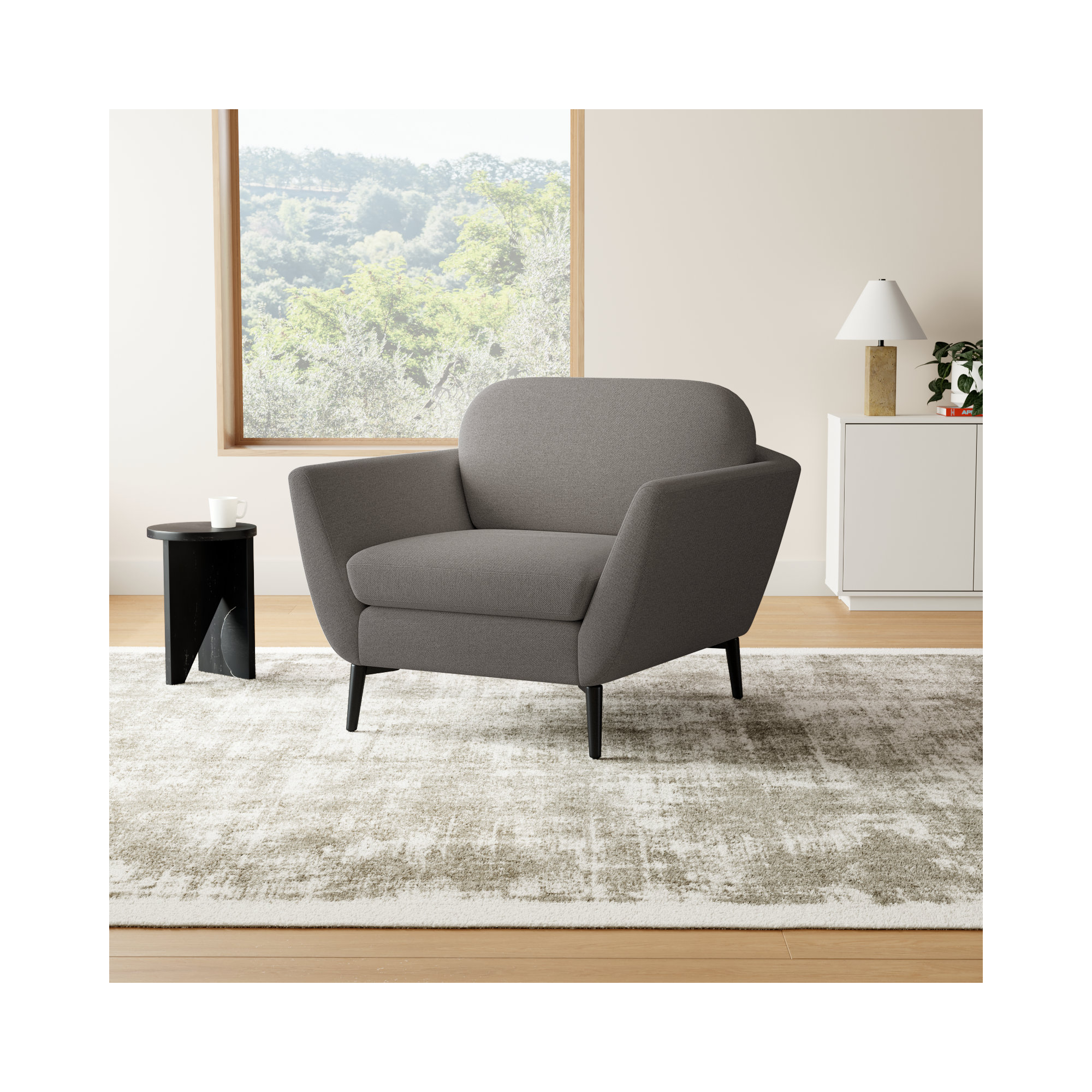 Tyndall Upholstered Armchair, Mushroom Performance Basketweave