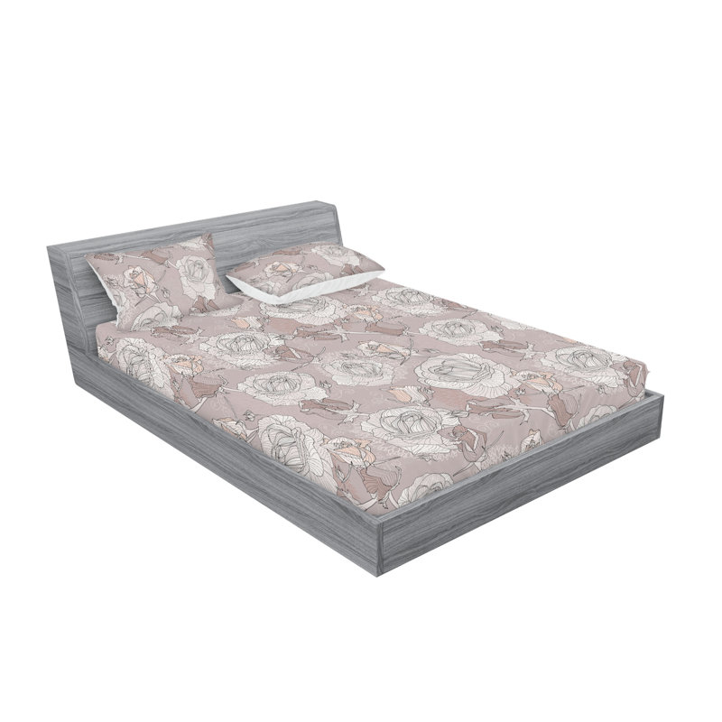 Drap-housse et taie décorative simple Ambesonne, Ensemble de draps pour grand lit avec 2 taies d'or