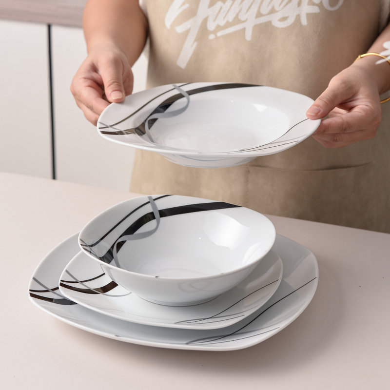 Deno 24-Piece Porcelain Dinnerware Set, Service For 6
