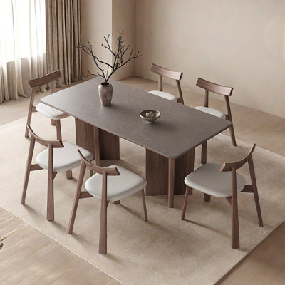 Retro light luxury rectangular dining table set
