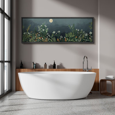 Moon Night Wilderness Plants Relaxing Calm - Oversized Framed Wall Decorations Canvas Print