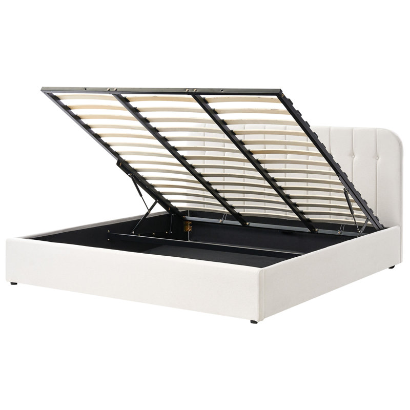 Upholstered Ottoman Storage Bed, Super King (180 x 200 cm), White