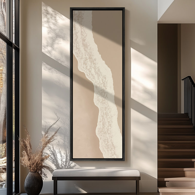 «Abstract Beach Landscape», reproduction d'art sur toile encadrée inspirée de la nature sereine pour décoration murale bord de mer