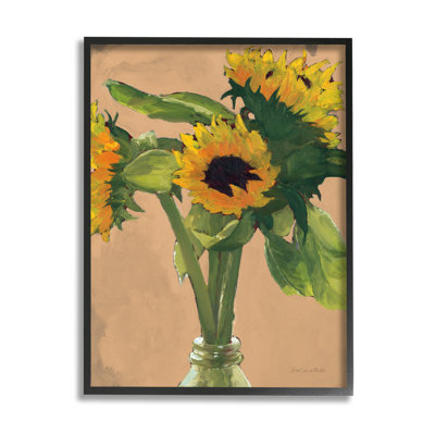 Vase en verre Blush Sunflower Stalks par Sara Zieve Miller - peinture