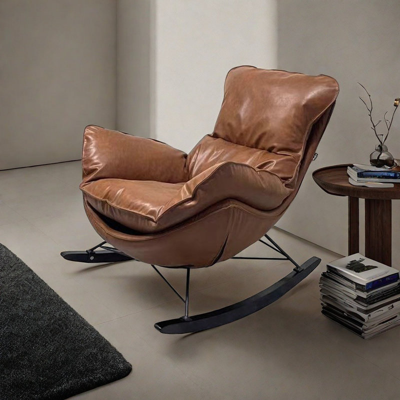 Chaise berçante simple de style italien, Brun