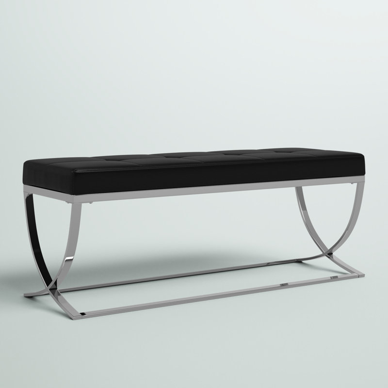 Addien Faux Leather Upholstered Bench, Black