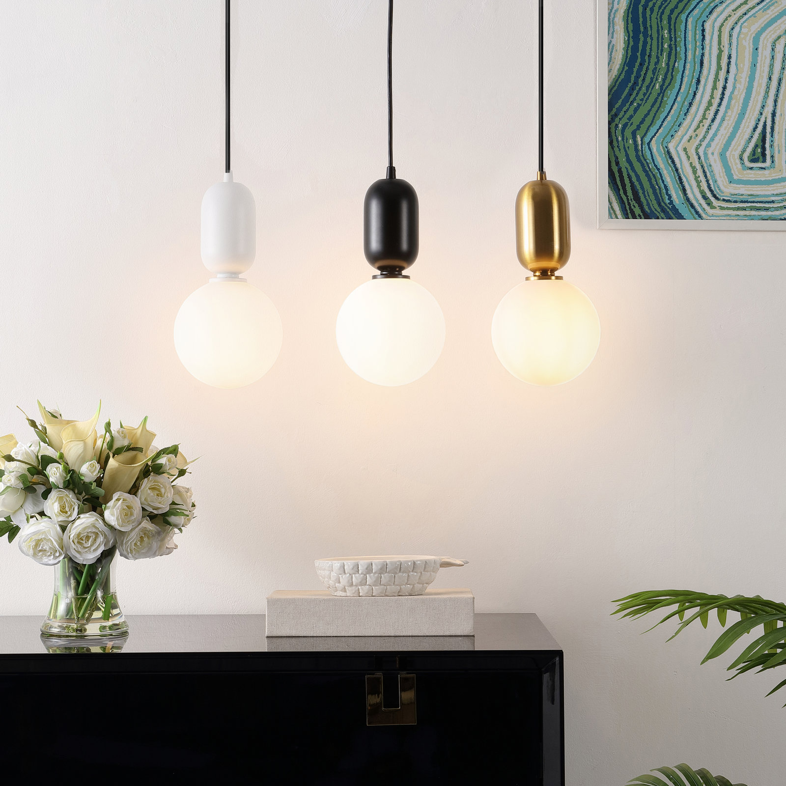 Matsu Single Light Glass Dimmable Pendant