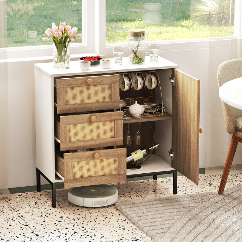 Bay Isle Home ™, ensemble de 2 buffets en rotin avec 1 porte et 3 tiroirs