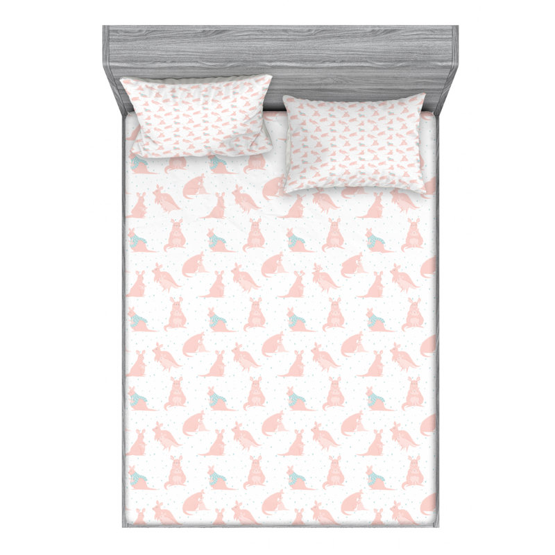 Microfiber Patterned Fitted Sheet, Queen Fitted Sheet with 2 Pillowcases