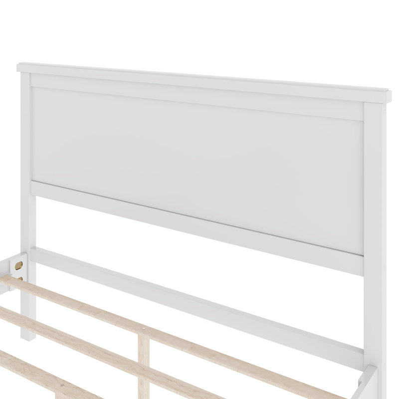 Lit plateforme en bois sans sommier, Blanc, Lit double