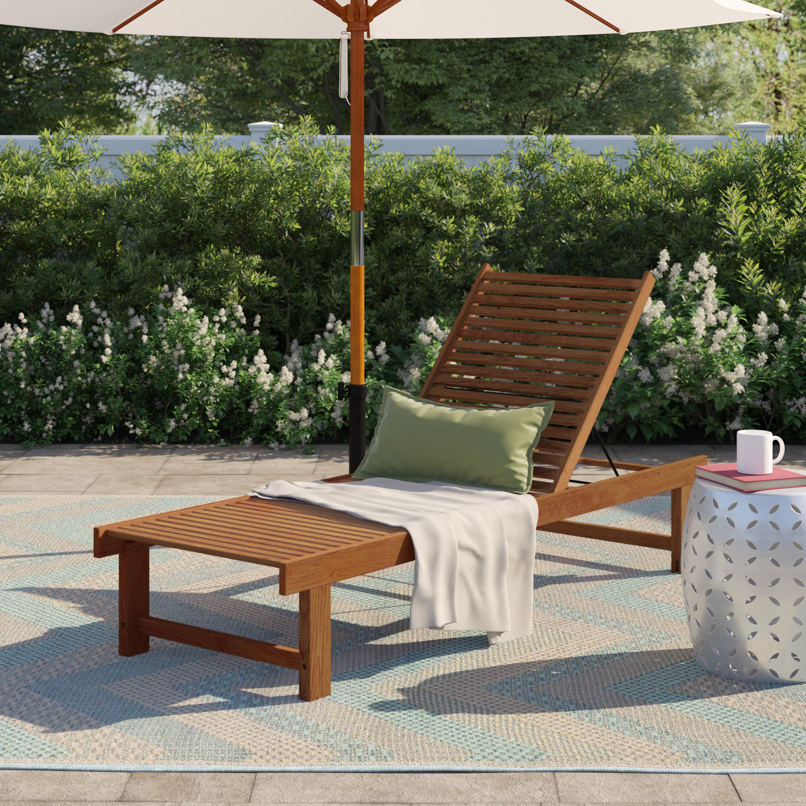 Wade Logan® Arnoult 74" Long Reclining Teak Single Chaise & Reviews ...