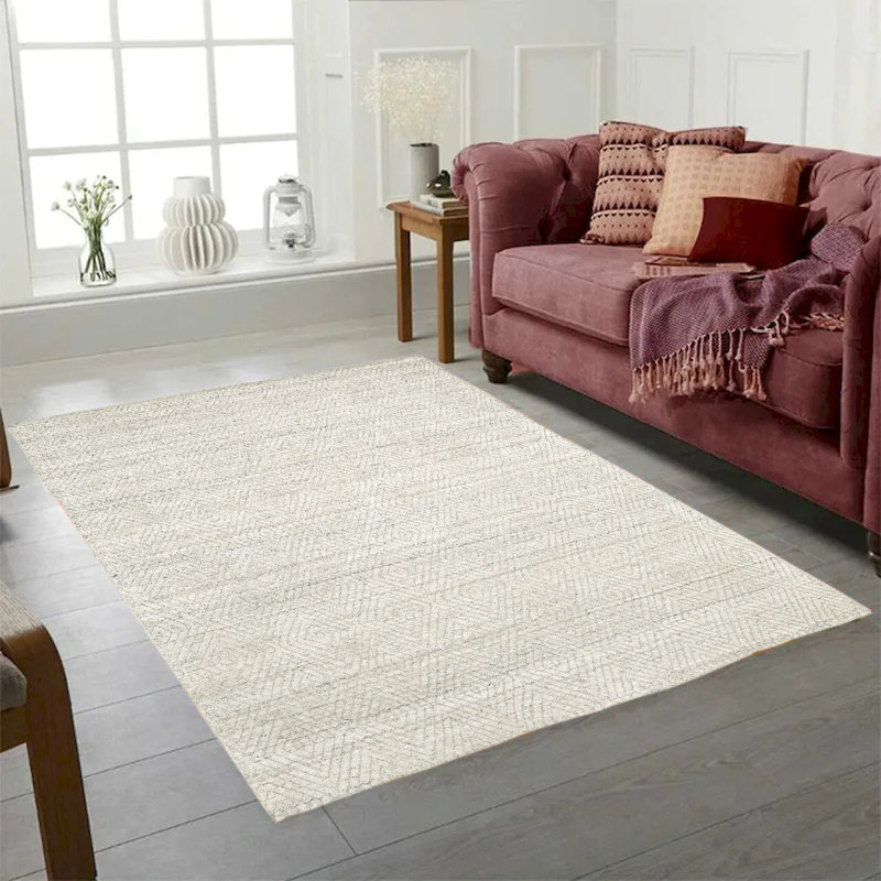 Tapis géométrique tissé à la main en gris / gris Jobeth, Rectangle 9 pi x 12 pi