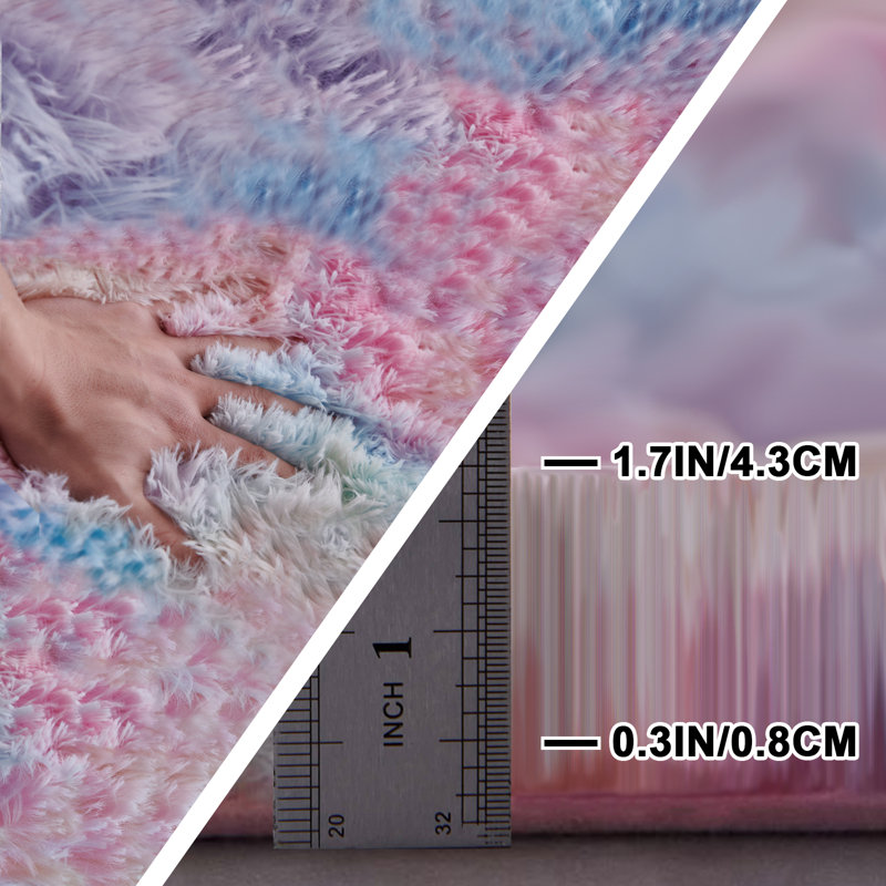 1pcTie-dyed Plush Soft Area Rug, Modern Luxury Plush Carpet, Living Room Rugs, Rectangle 8'10" x 11'10", Pink/Blue