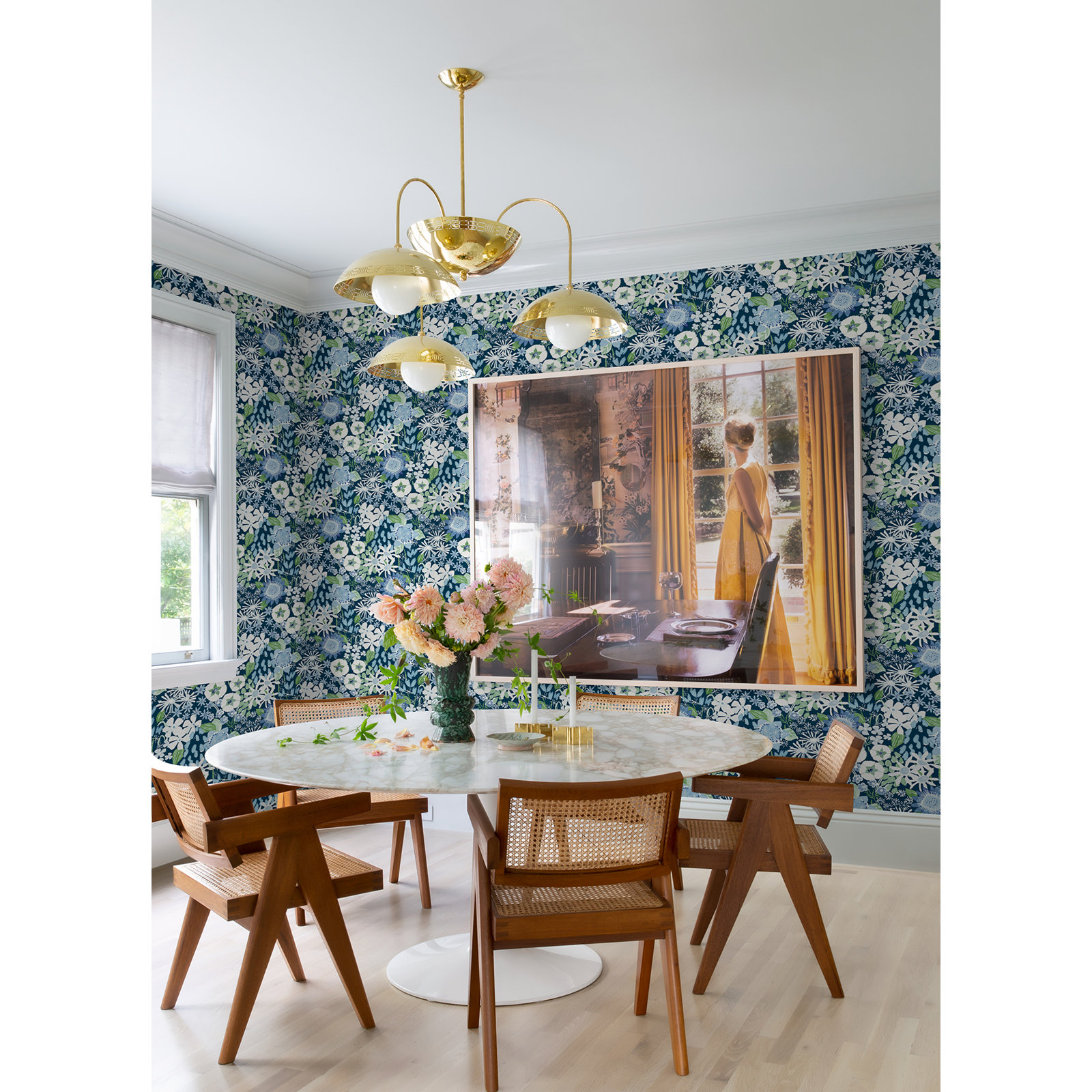 Anika Flowers Wallpaper, Blue