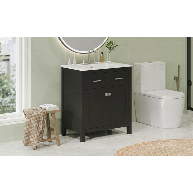 Meuble-lavabo 30 po avec lavabo en céramique, Noir