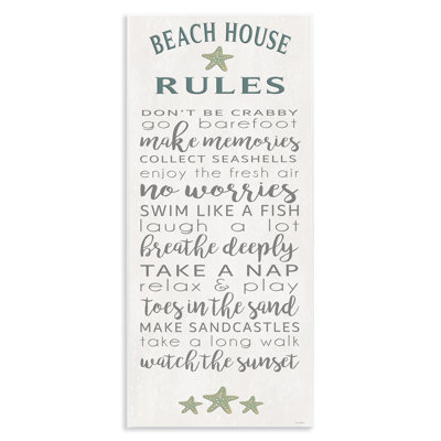 Fun Recreations Beach Rules Wall Plaque, design by Seven Trees Design