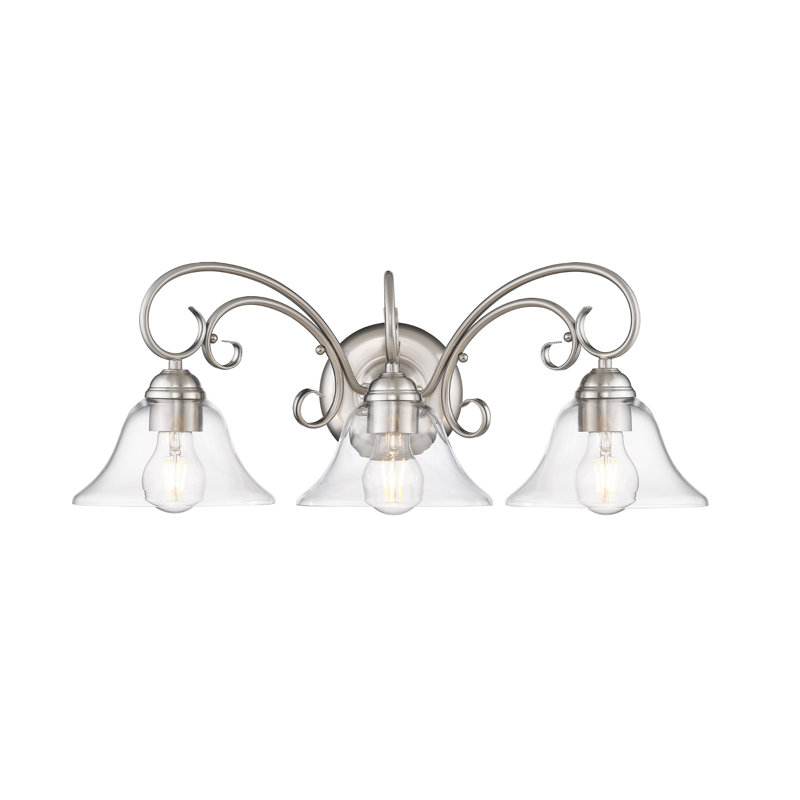 Karcher 3 - Light Dimmable Vanity Light, Pewter, Clear Glass