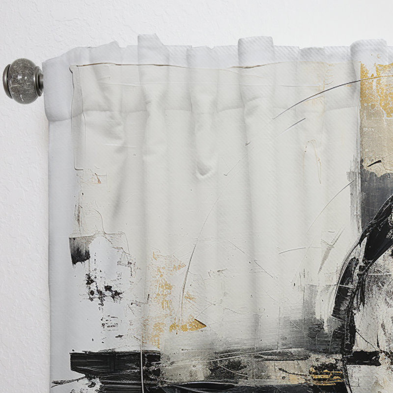 Beige And Black Divine Simplicity II - Painting Abstract Room Darkening Curtain - 1 Panels, 52" W x 108" L