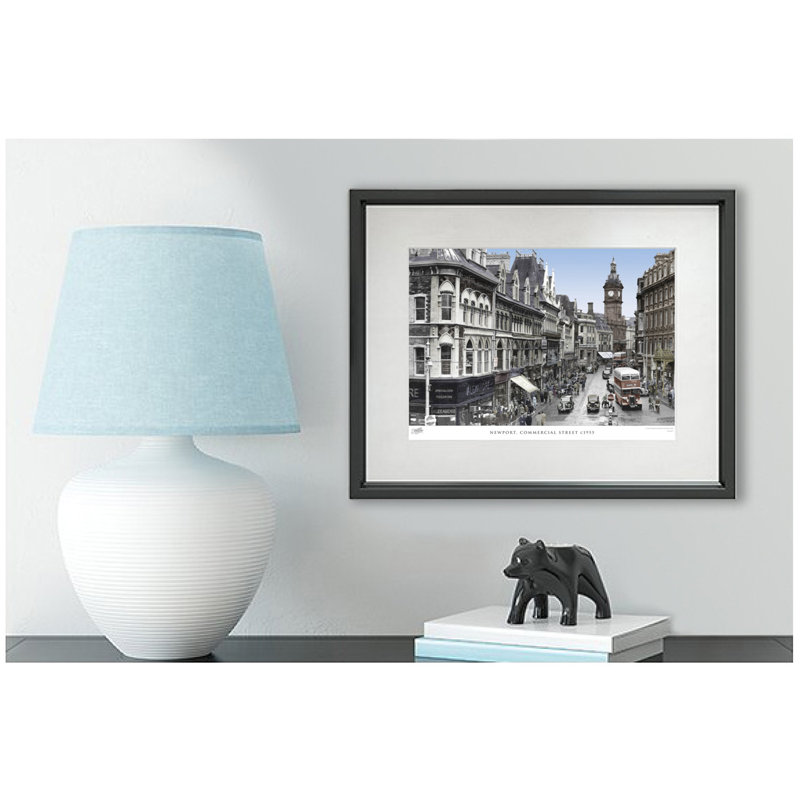 Newport, Commercial Street C1955 - Single Picture Frame Print, 40cm H x 50cm W x 2.3cm D, Blue/Beige