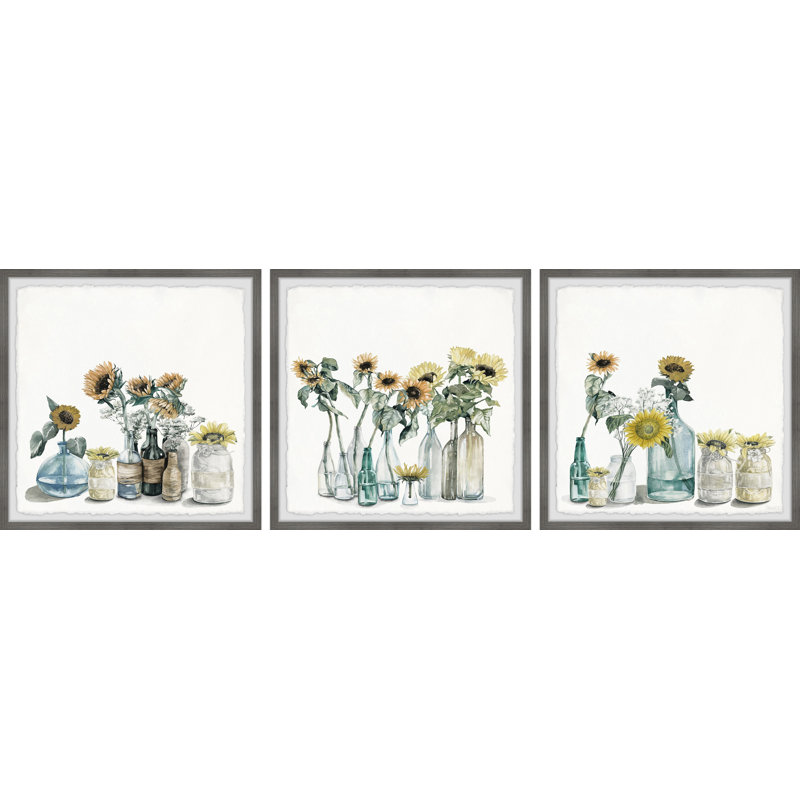 Collection de tournesols - ensemble de 3 cadres photo, H 12 po x l 12 po x P 1,5 po
