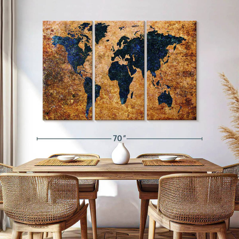 Carte du monde grunge Aliaz, H 42 po x l 65 po