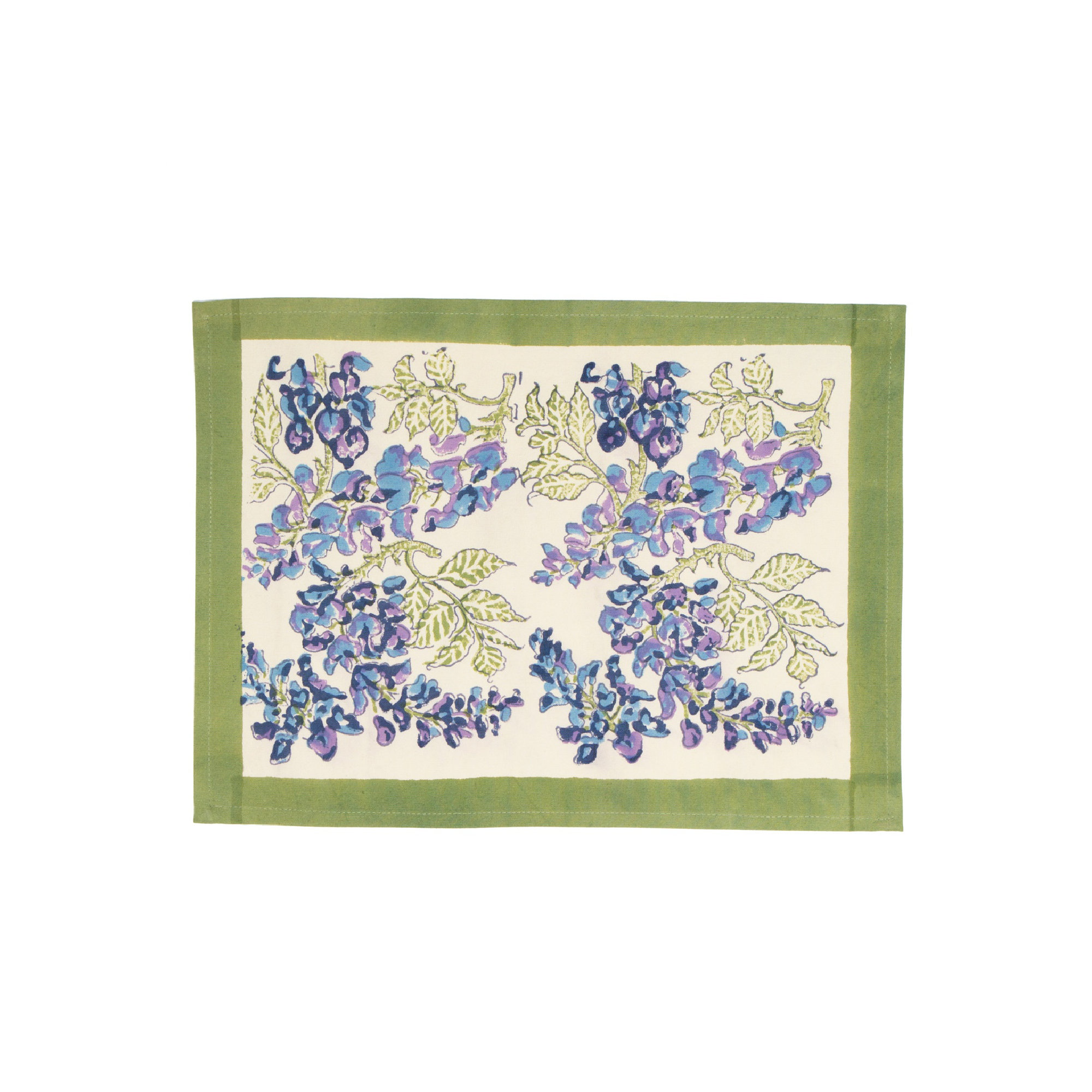 Kappa 100% Cotton Floral Rectangle Placemat, Blue/Green